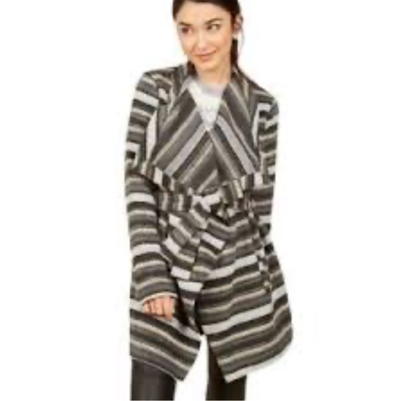 Jack by BB Dakota Belted Cardigan Knit Sweater Women's S Southwest Fleece Black - Picture 12 of 12